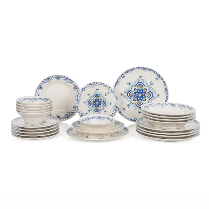 Middagsservise (24 deler) Opviq Retro Tile (32 x 32 x 29 cm) Flerfarget - Flerfarget - Husholdning - Servering & borddekking - Tallerkener
