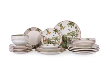 Middagsservise (24 deler) Opviq Safari (32 x 32 x 29 cm) Flerfarget - Flerfarget - Husholdning - Servering & borddekking - Tallerkener