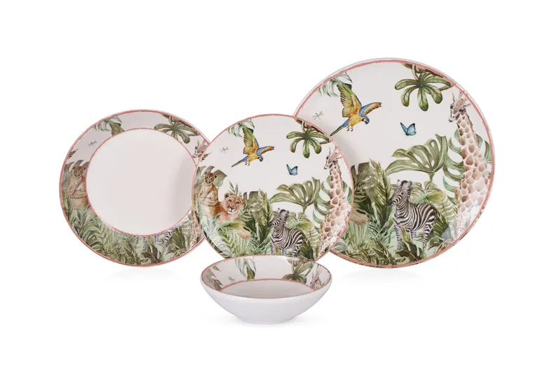 Middagsservise (24 deler) Opviq Safari (32 x 32 x 29 cm) Flerfarget, Flerfarget