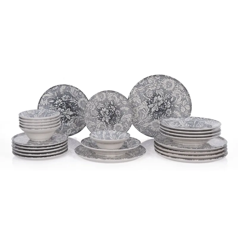 Middagsservise (24 deler) Opviq Stone Flower (32 x 32 x 29 cm) Flerfarget, Flerfarget