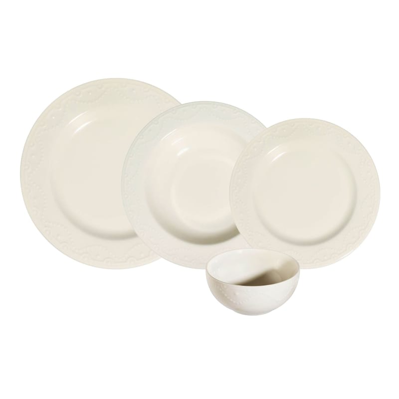 Middagsservise (24 deler) Opviq Zincir 24 (32 x 36 x 41 cm) Hvit - Hvit - Husholdning - Servering & borddekking - Tallerkener