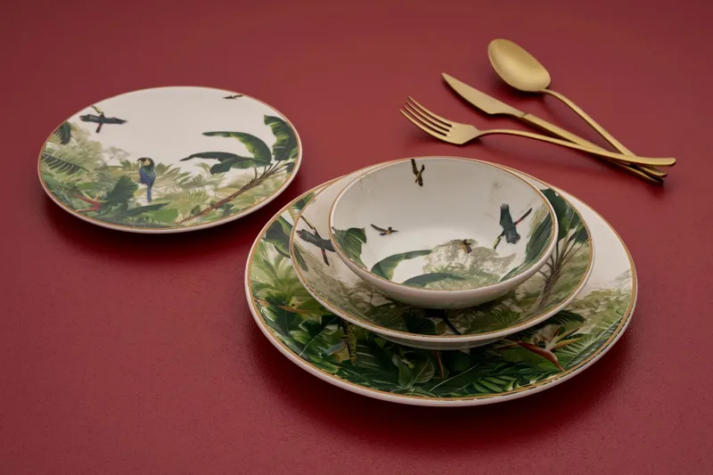 Middagsservise (24 deler) Opviq Polly (32 x 32 x 29 cm) Flerfarget - Flerfarget - Husholdning - Servering & borddekking - Tallerkener