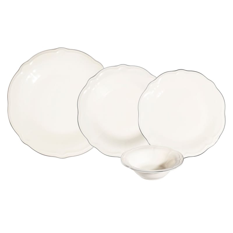 Middagsservise (24 deler) Opviq Platin Yaldiz Fulya 24 (32 x 36 x 41 cm) Hvit Sølv - Hvitt og sølv - Husholdning - Servering & borddekking - Tallerkener