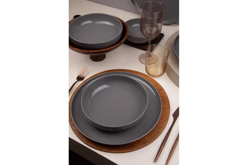 Spisesett (12 deler) Athodna Antrasitt - Antrasitt - Husholdning - Servering & borddekking - Tallerkener - Servise & tallerkensett