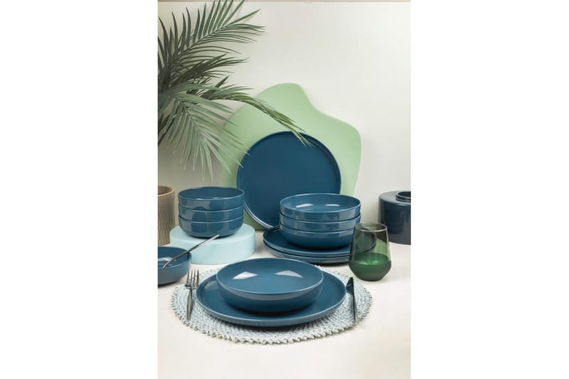 Spisesett (12 deler) Ceremony Mørk Blå - Mørkeblå - Husholdning - Servering & borddekking - Tallerkener - Servise & tallerkensett