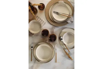Spisesett (12 deler) Kremfarget regal - Cremehvit - Husholdning - Servering & borddekking - Tallerkener