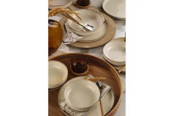 Spisesett (12 deler) Kremfarget regal - Cremehvit - Husholdning - Servering & borddekking - Tallerkener