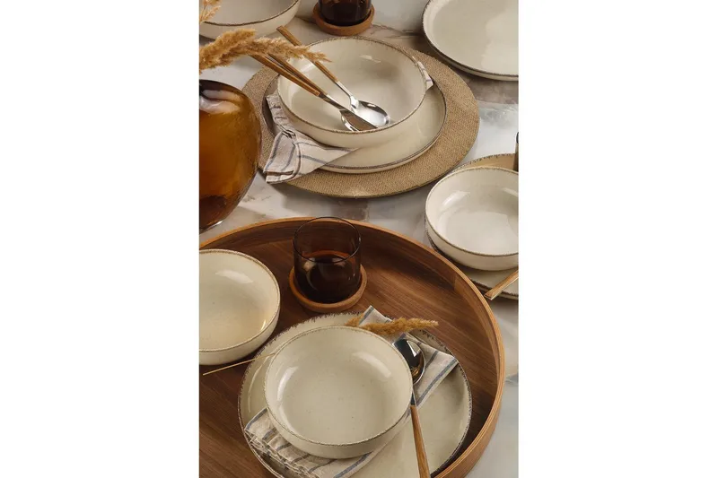 Spisesett (12 deler) Kremfarget regal - Cremehvit - Husholdning - Servering & borddekking - Tallerkener