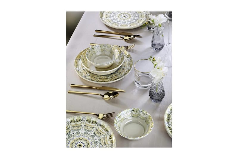 Spisesett (12 deler) Matlerd Flerfarget - Beige - Husholdning - Servering & borddekking - Tallerkener - Servise & tallerkensett