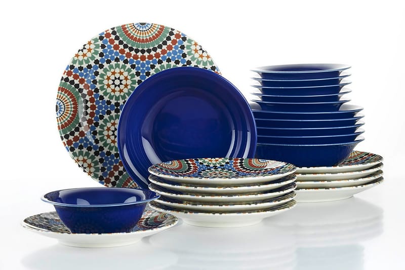 Tallerkensett 24-pk - Flerfarget - Husholdning - Servering & borddekking - Tallerkener - Servise & tallerkensett