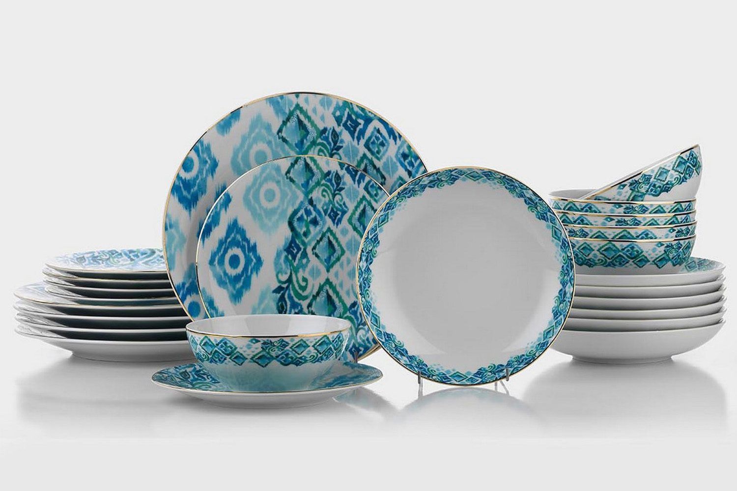 Tallerkensett 24-pk - Flerfarget