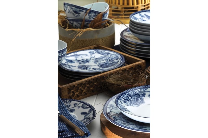 Tallerkensett 24- pk - Blå / Hvit - Husholdning - Servering & borddekking - Tallerkener - Servise & tallerkensett