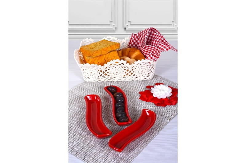 Tallerkensett 3-pk - Rød - Husholdning - Servering & borddekking - Tallerkener - Servise & tallerkensett