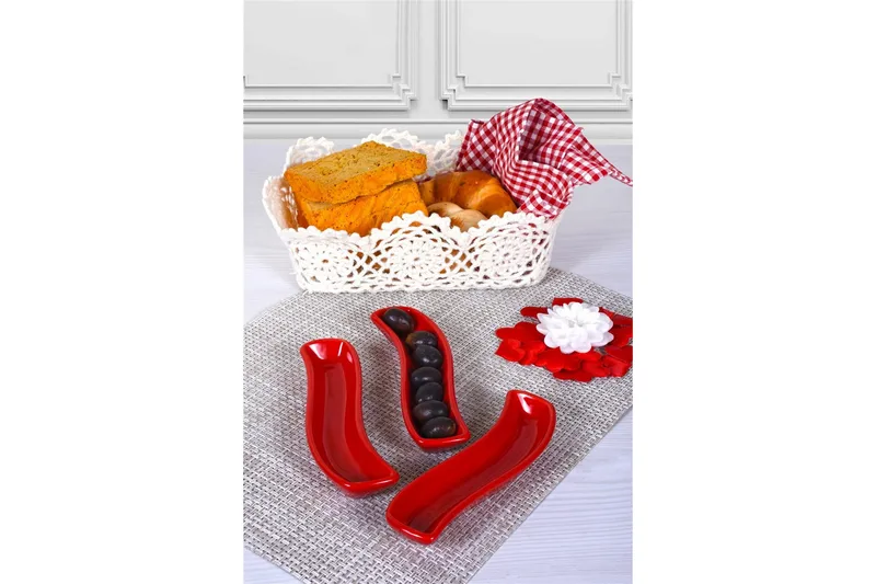 Tallerkensett 3-pk - Rød - Husholdning - Servering & borddekking - Tallerkener - Servise & tallerkensett