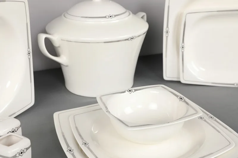 Tallerkensett 6-pk - Hvit/Svart - Husholdning - Servering & borddekking - Tallerkener - Firkantede tallerkener