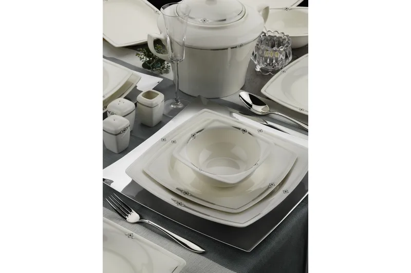 Tallerkensett 6-pk - Hvit/Svart - Husholdning - Servering & borddekking - Tallerkener - Firkantede tallerkener