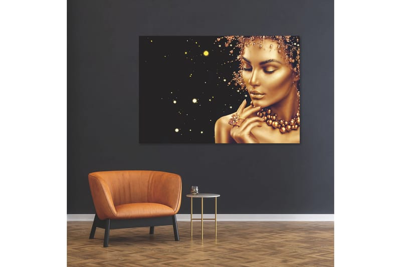 Akrylbilde Golden Face Glass/Svart/Guld - 80x120 cm - Bilder & kunst