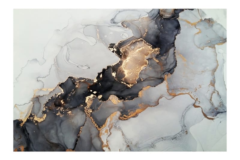 Akrylbilde Golden Tide Glass/Svart/Hvit/Guld - 80x120 cm - Bilder & kunst