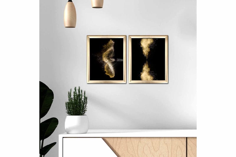 Bilde Abstract med Ramme 2-pk Flerfarget - 22,3x52,8 cm - Innredning - Bilder & kunst