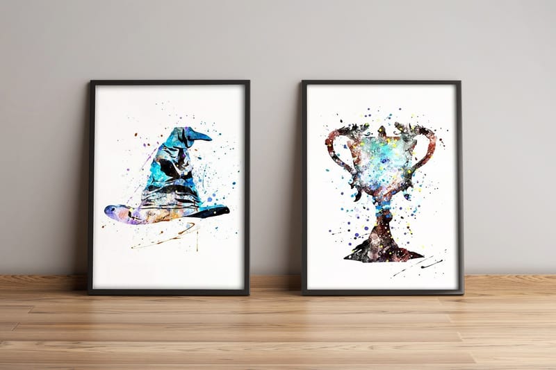 Bilde Abstract med Ramme 2-pk Flerfarget - 33x65 cm - Innredning - Bilder & kunst