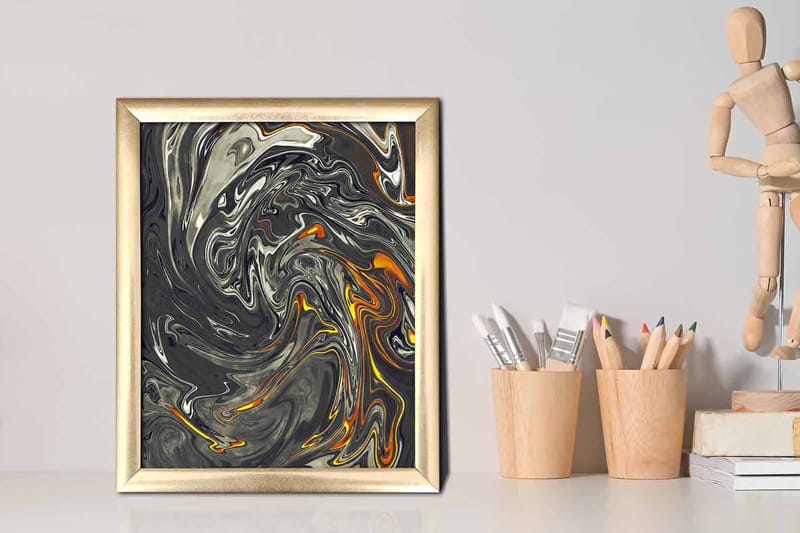 Bilde Abstract med Ramme Flerfarget - 22,3x52,8 cm - Innredning - Bilder & kunst