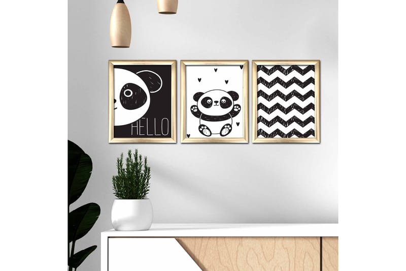 Bilde Animal med Ramme 3-pk Flerfarget - 22,3x52,8 cm - Innredning - Bilder & kunst