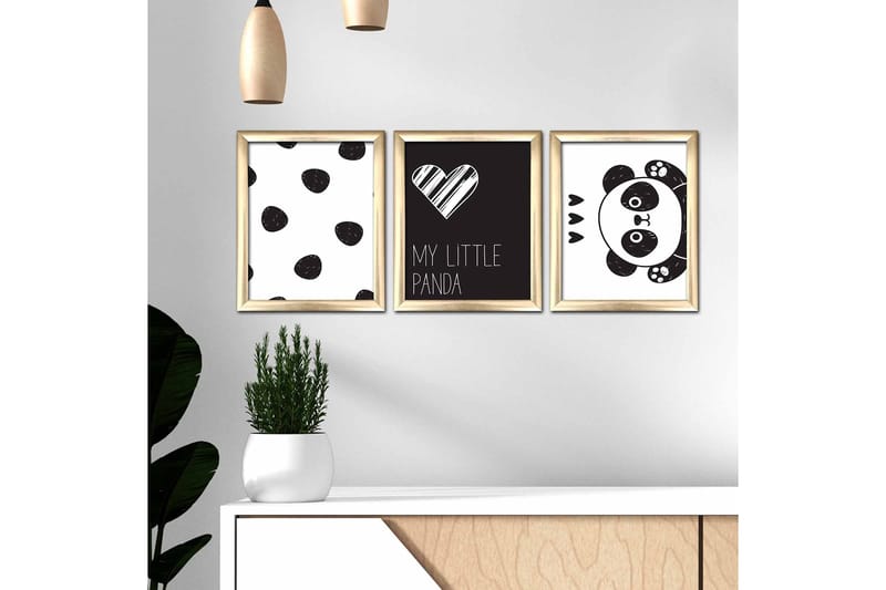 Bilde Animal med Ramme 3-pk Flerfarget - 22,3x52,8 cm - Innredning - Bilder & kunst