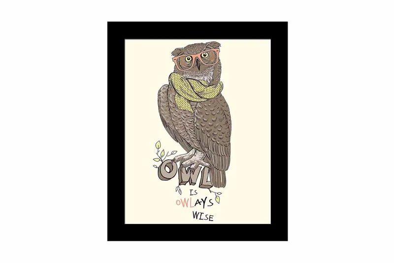 Bilde Animal med Ramme Flerfarget, 22,3x52,8 cm