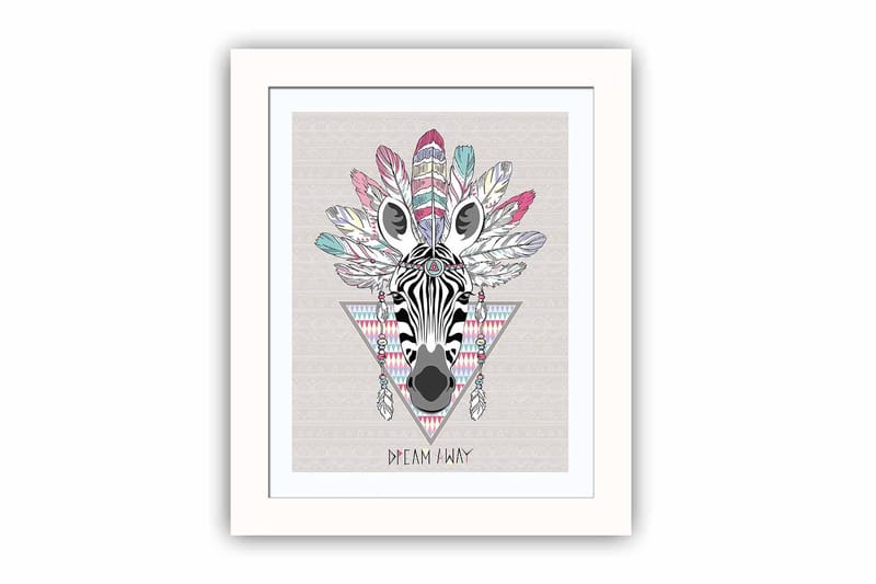 Bilde Animal med Ramme Flerfarget, 22,3x52,8 cm