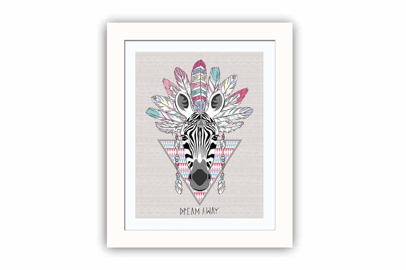 Bilde Animal med Ramme Flerfarget, 22,3x52,8 cm