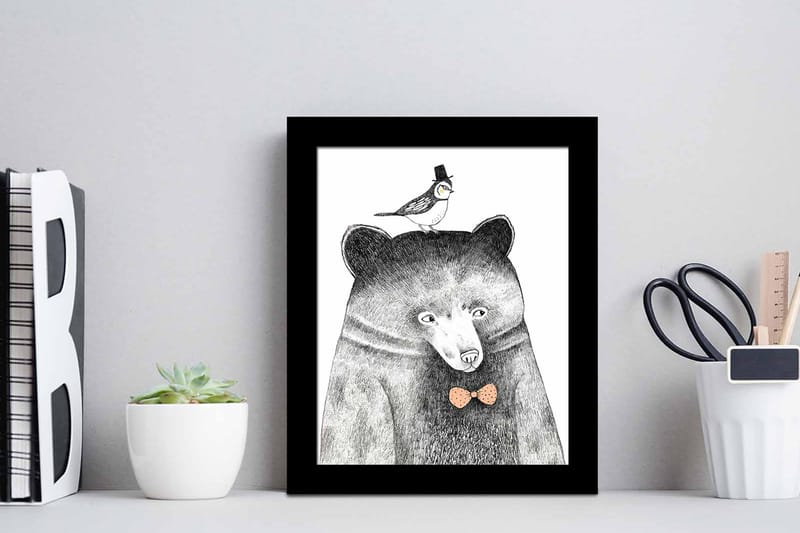 Bilde Animal med Ramme Flerfarget - 22,3x52,8 cm - Innredning - Bilder & kunst