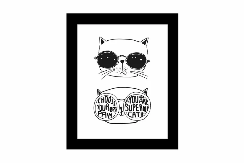 Bilde Animal med Ramme Flerfarget, 22,3x52,8 cm