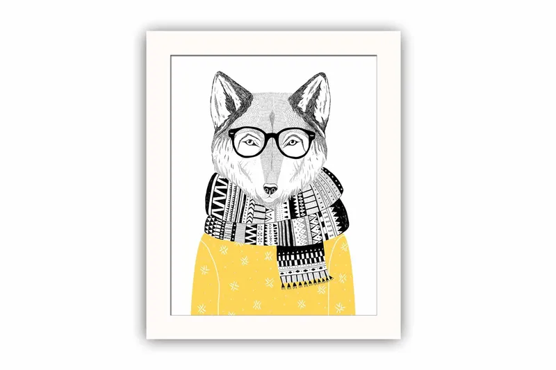 Bilde Animal med Ramme Flerfarget, 22,3x52,8 cm