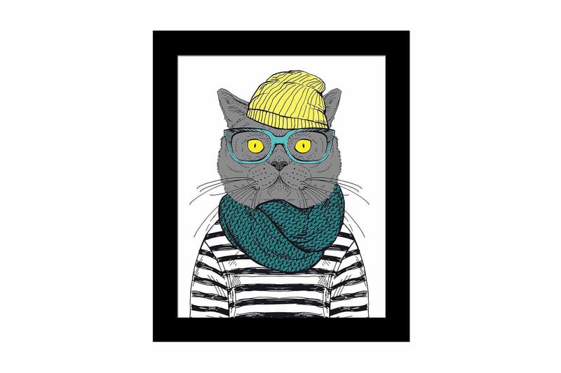 Bilde Animal med Ramme Flerfarget, 22,3x52,8 cm