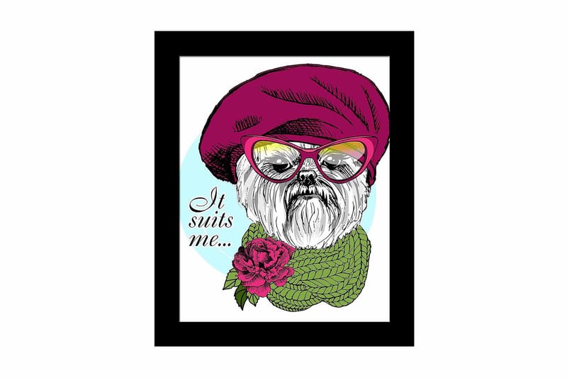 Bilde Animal med Ramme Flerfarget, 22,3x52,8 cm