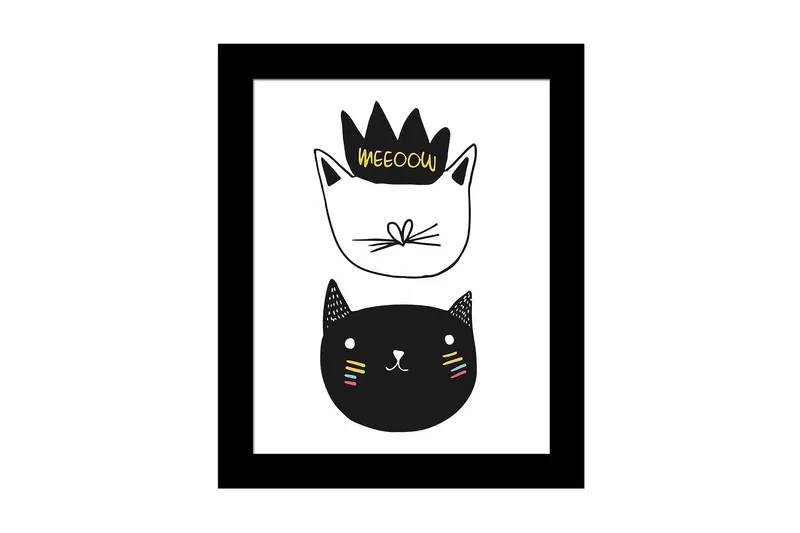 Bilde Animal med Ramme Flerfarget, 22,3x52,8 cm