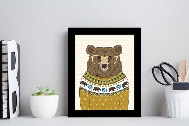 Bilde Animal med Ramme Flerfarget - 22,3x52,8 cm - Innredning - Bilder & kunst