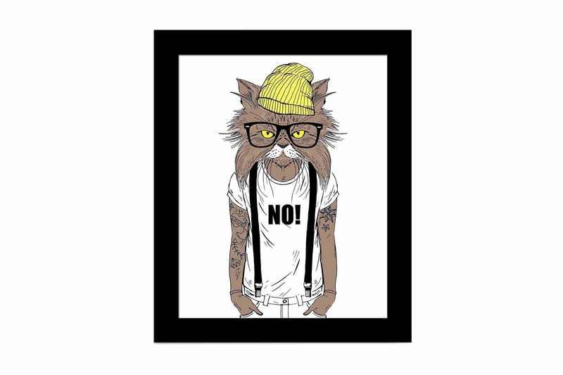 Bilde Animal med Ramme Flerfarget, 22,3x52,8 cm