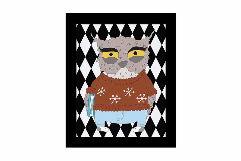 Bilde Animal med Ramme Flerfarget, 22,3x52,8 cm