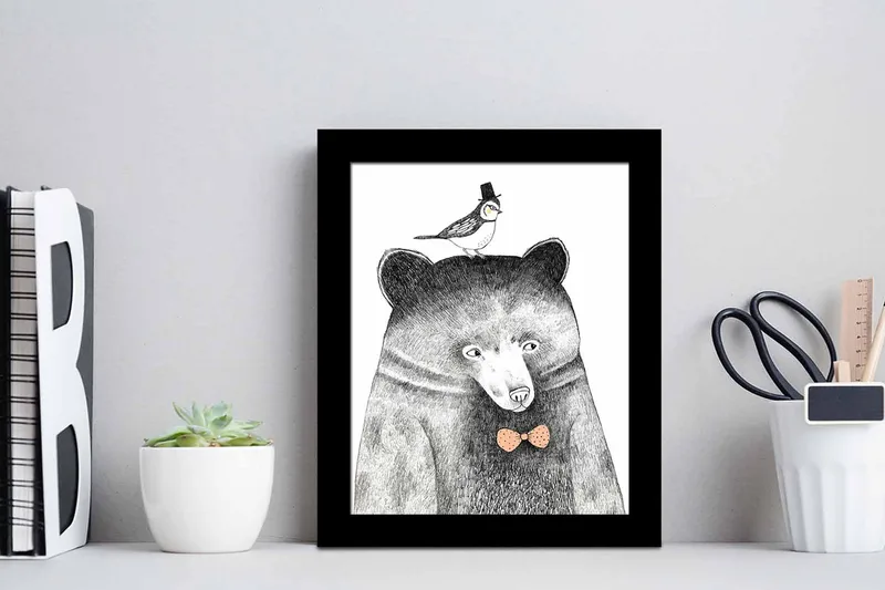 Bilde Animal med Ramme Flerfarget - 22,3x52,8 cm - Innredning - Bilder & kunst