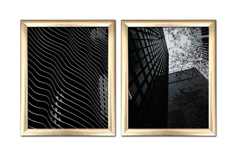 Bilde Building med Ramme 2-pk Flerfarget - 22,3x52,8 cm - Innredning - Bilder & kunst