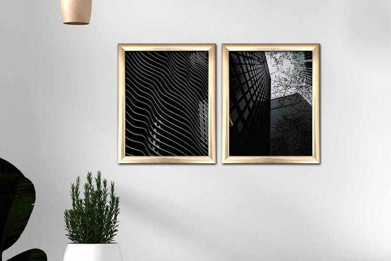 Bilde Building med Ramme 2-pk Flerfarget - 22,3x52,8 cm - Innredning - Bilder & kunst