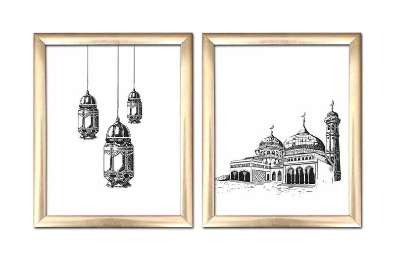 Bilde Building med Ramme 2-pk Flerfarget, 22,3x52,8 cm