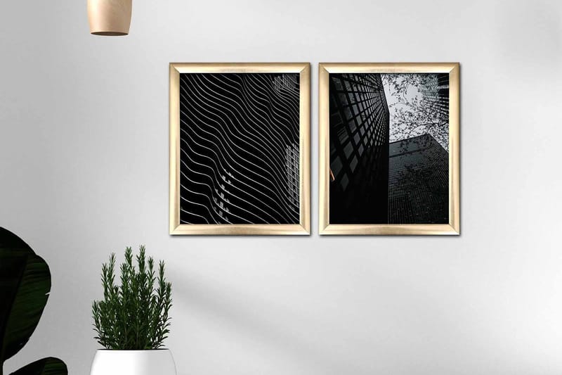 Bilde Building med Ramme 2-pk Flerfarget - 22,3x52,8 cm - Innredning - Bilder & kunst