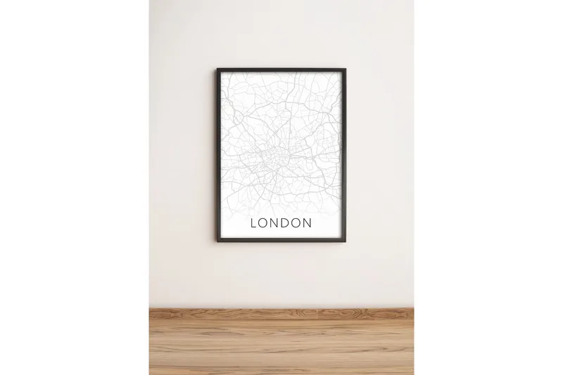 Bilde City med Ramme Flerfarget, 33x65 cm