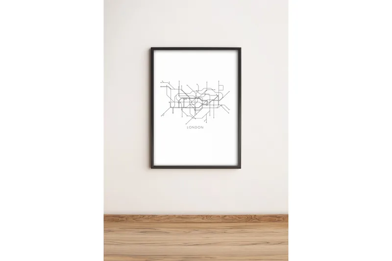 Bilde City med Ramme Flerfarget, 33x65 cm