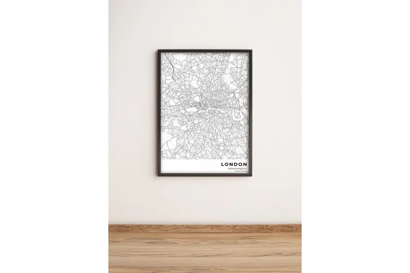 Bilde City med Ramme Flerfarget, 33x65 cm