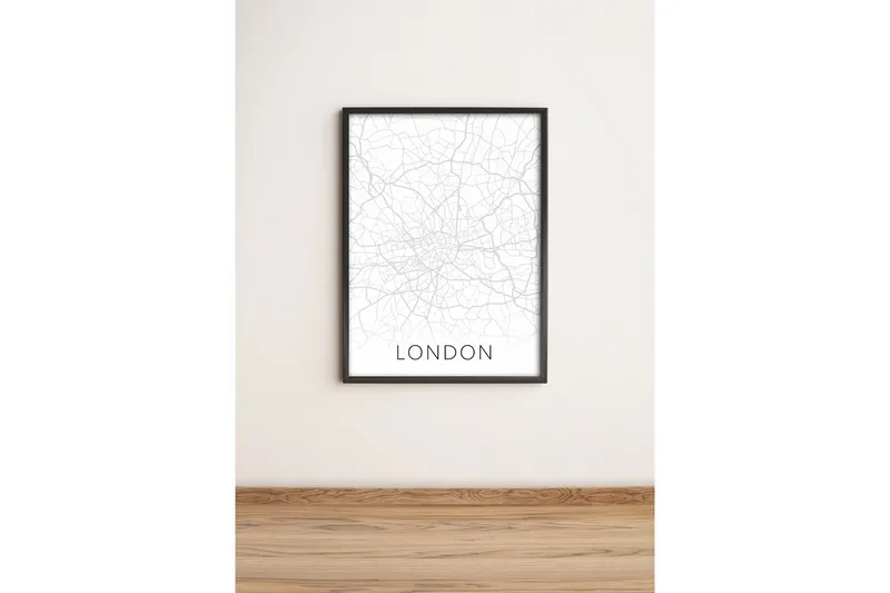 Bilde City med Ramme Flerfarget, 33x65 cm