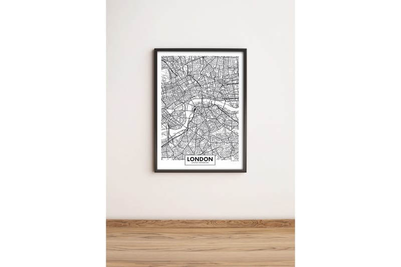 Bilde City med Ramme Flerfarget, 33x65 cm