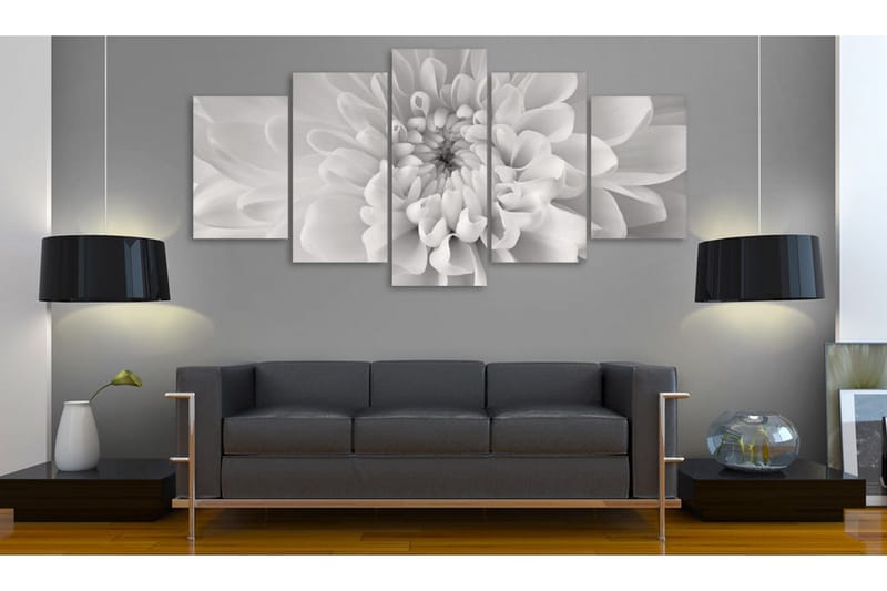 Bilde Dahlia Flower In Grey Shades 200x100 - Artgeist sp. z o. o. - Innredning - Bilder & kunst - Lerretsbilder